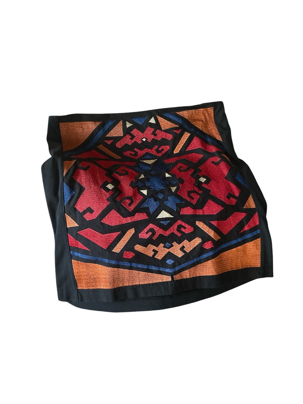 Geometric Pattern  Skirt in Red, Orange & Blue